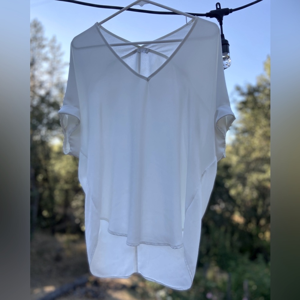 Lush Semi-Sheer White Blouse